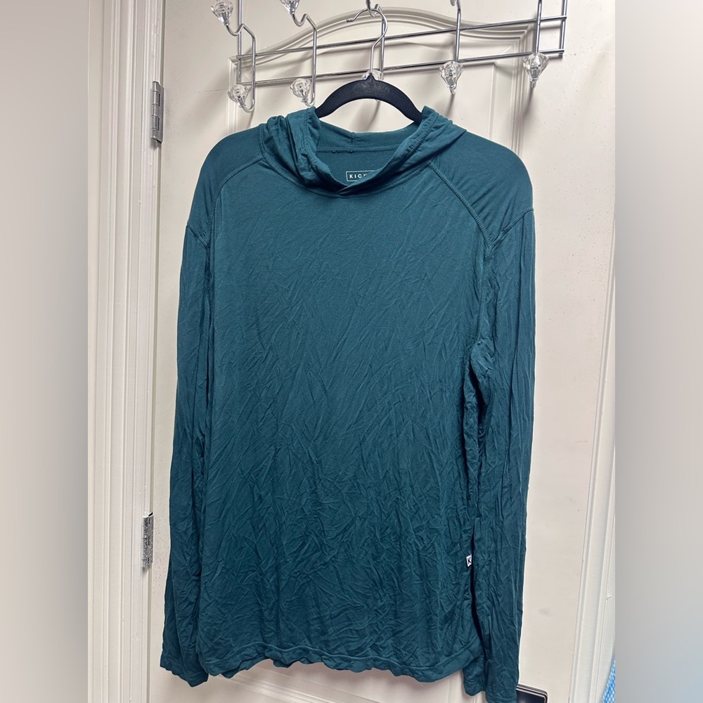 Men’s Kickee Pants Teal Hooded Long Sleeve Pullover Top